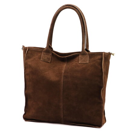 Shopper kabelka z brúsenej kože s crossbody popruhom Luka 26-167 