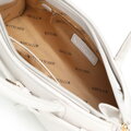 Torebka damska typu bagietka z ekoskóry z dekoracyjnym paskiem złamana biel 102-4Y-414-0