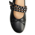 Baleriny ze skóry naturalnej z dżetami czarne 102-D-358-1