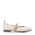 Skórzane baleriny w stylu Mary Jane kremowe 100-D-952-9