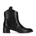 Damskie kowbojki ze skóry croco czarne 95-D-502-1