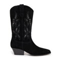 Damskie kowbojki z zamszu wsuwane czarne 99-D-956-1