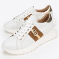 Damskie sneakersy z naturalnej skóry z metalowymi akcentami kremowo - złote 100-D-100-0