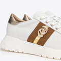Damskie sneakersy z naturalnej skóry z metalowymi akcentami kremowo - złote 100-D-100-0