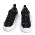 Damskie sneakersy skórzane z wzorem w cętki czarne 95-D-952-1