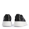 Damskie sneakersy skórzane na lekkiej platformie czarno-białe 95-D-951-1