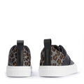 Damskie sneakersy skórzane z wzorem w cętki czarne 95-D-952-1