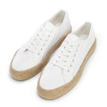Damskie sneakersy na słomkowej podeszwie złamana biel 100-DP-803-1