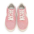 Zamszowe sneakersy z kontrastowymi wstawkami z ekoskóry różowe 100-D-351-P