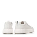 Damskie sneakersy ze skóry na wysokiej platformie złamana biel 100-D-950-0