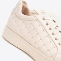 Damskie sneakersy skórzane z pikowaną cholewką kremowe 99-D-508-0