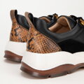 Damskie sneakersy z motywem zwierzęcym czarno - brązowe 99-D-513-1