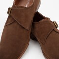 Męskie buty monki ze skóry zamszowej ciemny brąz 100-M-512-4