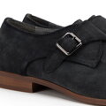Męskie buty monki ze skóry zamszowej ciemny szary 100-M-512-8