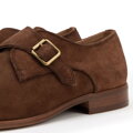 Męskie buty monki ze skóry zamszowej ciemny brąz 100-M-512-4