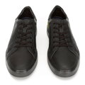 Męskie sneakersy ze skóry z kontrastowymi paskami czarno-żółte 92-M-511-1