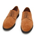Męskie buty derby z tłoczonego zamszu brązowe 94-M-905-5