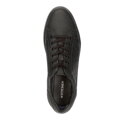 Męskie sneakersy ze skóry z kontrastowymi paskami czarno-żółte 92-M-511-1