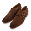 Męskie buty monki ze skóry zamszowej ciemny brąz 100-M-512-4