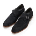 Męskie buty monki ze skóry zamszowej ciemny szary 100-M-512-8