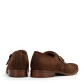 Męskie buty monki ze skóry zamszowej ciemny brąz 100-M-512-4