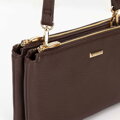 Crossbody z ekoskóry dwukomorowa brązowa 29-4Y-607-4