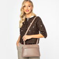 Damska crossbody dwukomorowa z ekoskóry beżowa 99-4Y-610-9