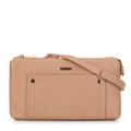 Dámska crossbody kabelka s dvoma priehradkami a vreckom, béžová 29-4Y-604-9