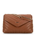 Dámska crossbody na retiazke z ekokože hnedá 99-4Y-514-5