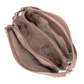 Damska crossbody trójkomorowa ze skóry beżowa 100-4E-808-9
