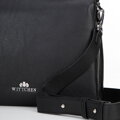 Damska crossbody trójkomorowa ze skóry czarna 100-4E-808-1