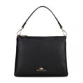 Damska crossbody trójkomorowa ze skóry groszkowej czarna 100-4E-809-1