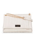 Dámska crossbody z ekokože, dvojkomorová, veľká, krémová 100-4Y-418-0