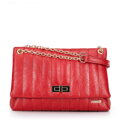 Dámska crossbody z ekokože, dvojkomorová, veľká, červená 100-4Y-418-3