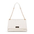 Dámska crossbody z ekokože, dvojkomorová, veľká, krémová 100-4Y-418-0