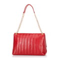 Dámska crossbody z ekokože, dvojkomorová, veľká, červená 100-4Y-418-3