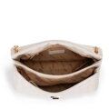 Dámska crossbody z ekokože, dvojkomorová, veľká, krémová 100-4Y-418-0