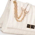 Dámska crossbody z ekokože, dvojkomorová, veľká, krémová 100-4Y-418-0