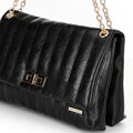 Dámska crossbody z ekokože, dvojkomorová, veľká, čierna 100-4Y-418-1