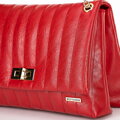 Dámska crossbody z ekokože, dvojkomorová, veľká, červená 100-4Y-418-3