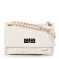 Dámska crossbody kabelka z ekokože, dvojkomorová, malá, krémová 100-4Y-419-0