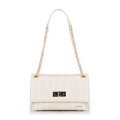Dámska crossbody kabelka z ekokože, dvojkomorová, malá, krémová 100-4Y-419-0