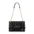 Dámska crossbody kabelka z ekokože, dvojkomorová, malá, čierna 100-4Y-419-1