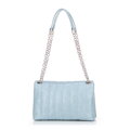 Dámska crossbody kabelka z ekokože, dvojpriehradková, malá, modrá 100-4Y-419-N