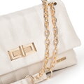 Dámska crossbody kabelka z ekokože, dvojkomorová, malá, krémová 100-4Y-419-0