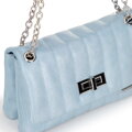 Dámska crossbody kabelka z ekokože, dvojpriehradková, malá, modrá 100-4Y-419-N