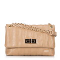 Dámska crossbody kabelka z ekokože, dvojkomorová, malá, béžová 100-4Y-419-9