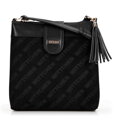 Dámska crossbody z ekokože s logom, čierna 99-4Y-521-1