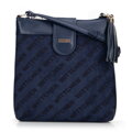 Damska crossbody z ekoskóry w logo granatowa 99-4Y-521-7