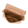 Dámska crossbody s prišitou klopou béžová 100-4Y-235-9